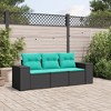 vidaXL Patio Sofa Set with Cushions - 3 Piece Black PE Rattan Durable Outdoor Modular Furniture Seating with Storage and Removable Covers - 2 of 4