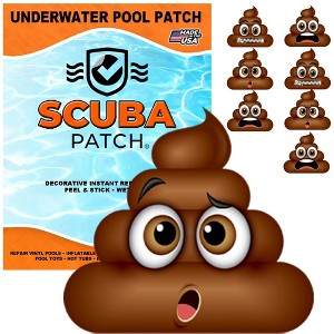 Scuba Patch Heavy Duty underwater pool liner patches | Instant | Waterproof | Glue-less | Peel and Stick | Swimming Pool Liner Patches Poop Emoji - 1 of 4