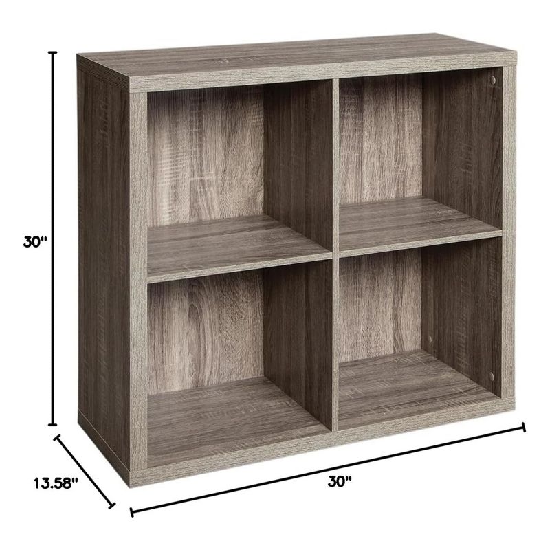 ClosetMaid 4 Cube Storage Bookshelf Organizer Home or Office Versatile Shelving Unit with Back Panels for Decor Items, Weathered Gray, 6 of 8