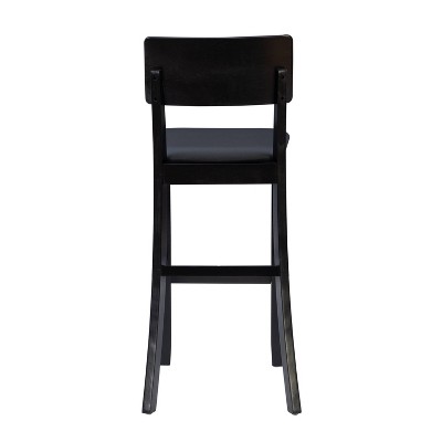 Torino 31" Solid Back Black Wood and Faux Leather Barstool