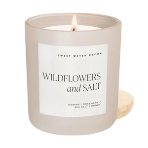 Sweet Water Decor Wildflowers & Salt 15oz Tan Matte Jar Soy Candle - 1 of 3