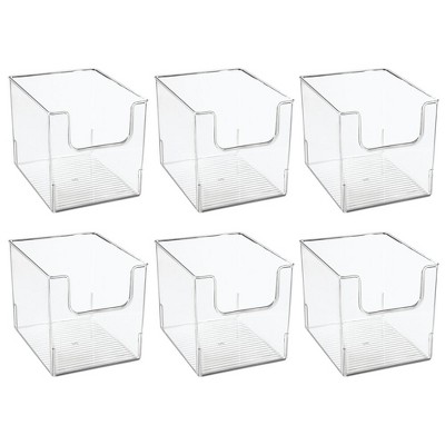 mDesign Kitchen Plastic Storage Organizer Bin with Open Front - 6 Pack - Clear