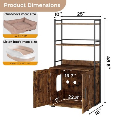 Cat Litter Box Enclosure with platform-3-Tier Cabinet Hides Litter Box,  Capacity – Multi-Functional Storage for Plants