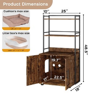 Cat Litter Box Enclosure with platform-3-Tier Cabinet Hides Litter Box,  Capacity – Multi-Functional Storage for Plants - 1 of 4