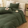 3 Piece Duvet Cover Set, Full Size, 100 Washed Cotton, Zipper Cover 2 Pillowcases, Breathable, Cozy, Simple Style, Avocado Green - 3 of 4