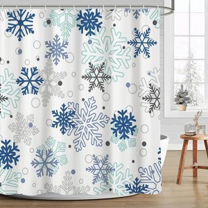 Winter Shower Curtains for Bathroom Blue Snowflake Shower Curtain Christmas Bathroom Decor 70.8x70.8 Inch - 1 of 1