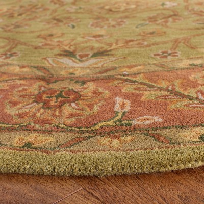 Golden Jaipur Round Green and Rust Wool Area Rug