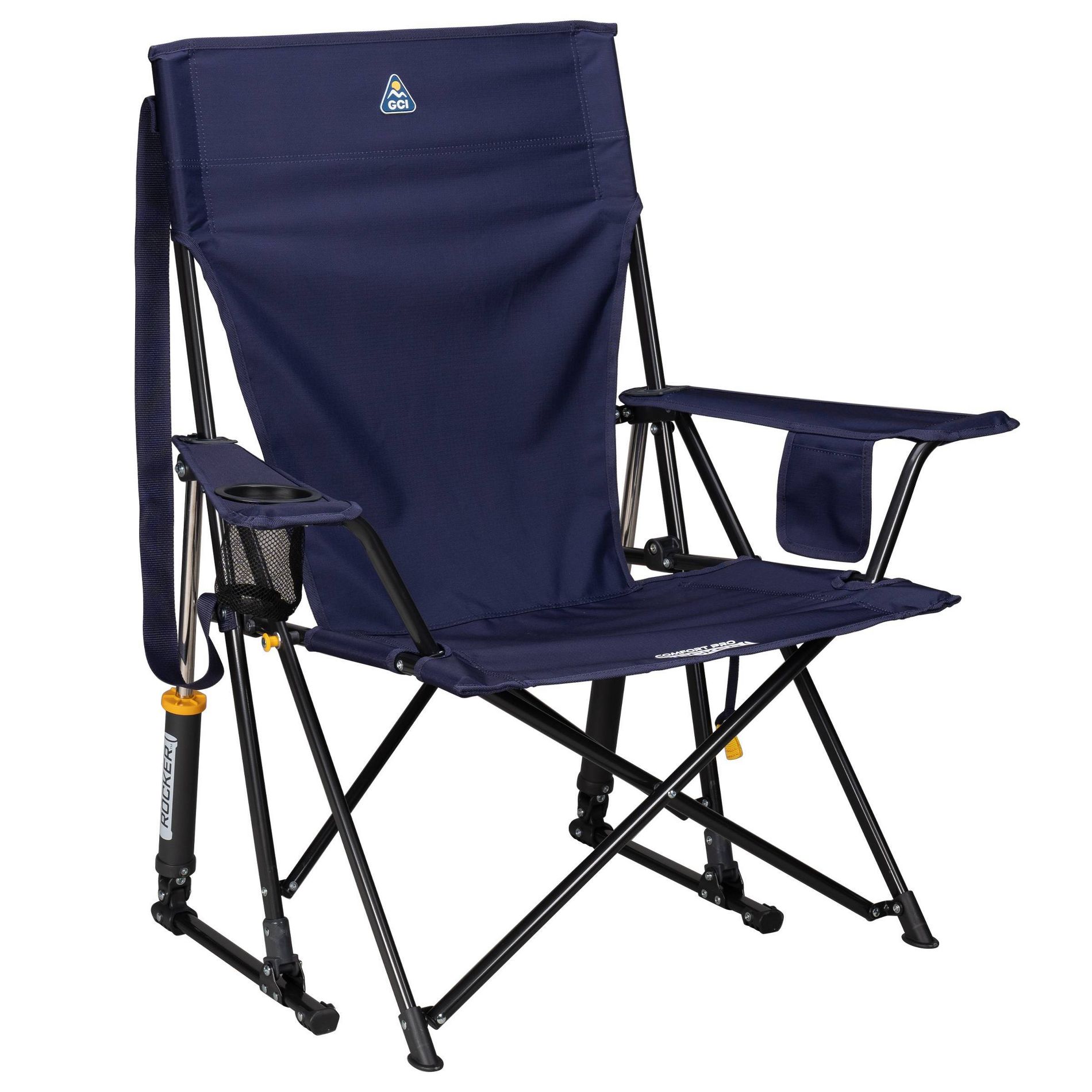 GCI Outdoor Comfort Pro Rocker Foldable Rocking Camp Chair with Solid Backrest: Portable Steel Frame, 250 lb Capacity