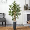 Nearly Natural 5-ft Bamboo Artificial Tree in Gray Cylinder Planter - 2 of 3