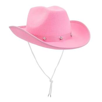 Zodaca Felt Cowgirl Hat for Women and Men, Costume Party Halloween Props & Head Accessories, Pink, 14.8 x 10.6 x 5.9 in
