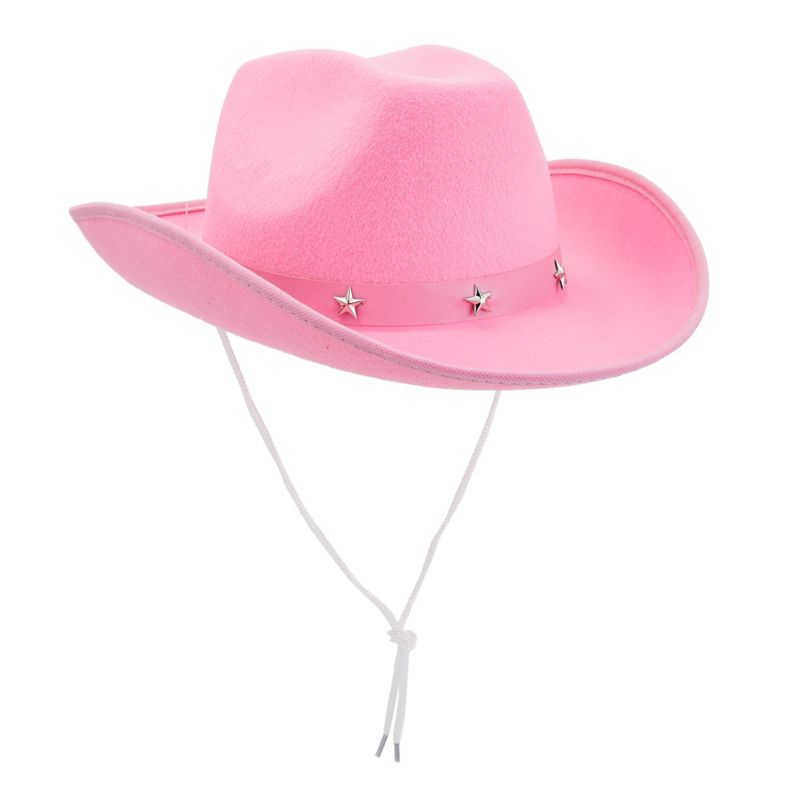 Zodaca Felt Cowgirl Hat for Women and Men, Costume Party Halloween Props & Head Accessories, Pink, 14.8 x 10.6 x 5.9 in, 1 of 9