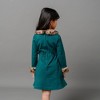 Hope & Henry Girls' Long Sleeve Ponte Skater Dress with Faux Fur Trim, Deep Green Long Sleeve, 3 - 4 of 4