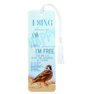 Sing Because I'm Free Bird Clear Sky Blue Cardstock Tassel Bookmarks, Pack of 12 - 1 of 2