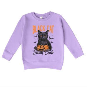 Black Cat Social Club Pumpkin - Toddler Graphic Sweatshirt and Youth Graphic Sweatshirt - 1 of 3