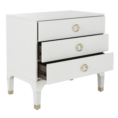 Lorna White and Gold 3-Drawer Nightstand