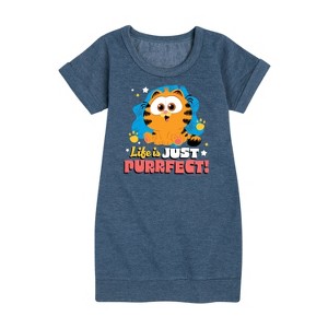 - Garfield - Life Is Just Purrfect Graphic Short Sleeve Fleece Dress - 1 of 4