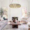 ALOADECOR Unique/Statement Soft Gold Wagon Wheel Chandelier With Crystal Beads Accents - 2 of 4