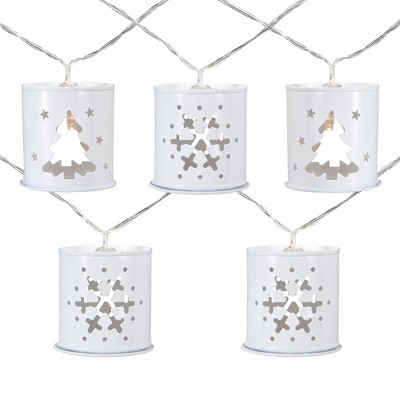 Northlight 10 B/O LED Warm White Metal Lantern Christmas Lights - 6.25' Clear Wire