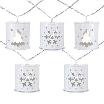 Northlight 10 B/O LED Warm White Metal Lantern Christmas Lights - 6.25' Clear Wire