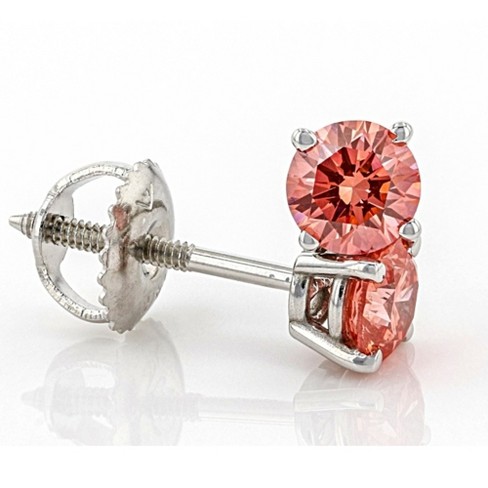 Pompeii3 3/8Ct Pink Lab Created Diamond Screw Back Studs Earrings 14K White Gold - image 1 of 4