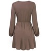 Women's Wrap V Neck Swing Long Sleeve Mini Dress Elastic Waist Fit Flare Dress - 4 of 4