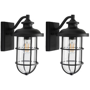 Adelle 8.5" Outdoor Sconce (Set of 2) - PLT7012 - Black - Safavieh - 1 of 4