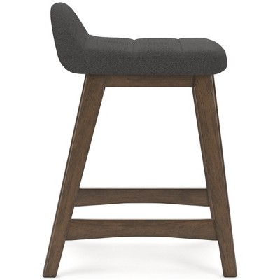 Lyncott Charcoal Gray and Brown Upholstered Counter Height Barstool Set