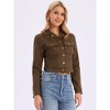 INSPIRE CHIC Women's Casual Faux Suede Notched Collar Button Up Cropped Jacket with Pockets - 2 of 4