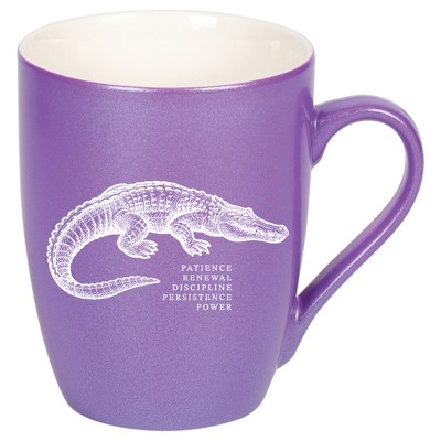 Elanze Designs 10 Ounce Ceramic Decorative Laser Engraved Giftable Novelty Tea Coffee Cup Mug Passion Purple Alligator Patience Renewal Discipline