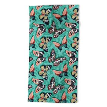 Heather Dutton Mariposa Boho Butterflies Aqua Beach Towel - Deny Designs