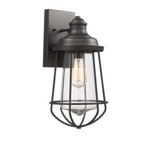 Chloe Lighting Lucas Industrial-Style 1 Light Textured Black Outdoor indoor Wall Sconce 16"Tall - 1 of 4