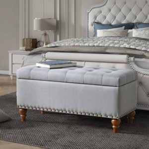 Syemin Ottomans and Benches Ottoman with Storage, Storage Ottoman Bench with Safety Hinge, Upholstered Entryway Bench, Gray, 36.61"*16.93"*17.72" - 1 of 4