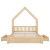 NicBex Queen Platform Bed Modern Wooden Bed Frame with House Shape Guardrail and 2 Drawers for Bedroom, Guest Room, No Box Spring Required, Natural - 4 of 4
