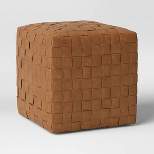 Wellford Faux Leather Woven Cube Brown - Threshold™