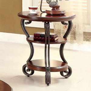 Traditional Style Side Table with Open Bottom Shelf, Ornate Scroll Leg Design, 2-Tier Living Room Accent Table - 1 of 4