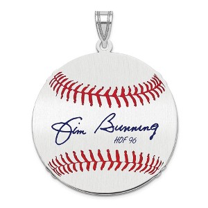 Black Bow Jewelry Sterling Silver Jim Bunning Signature LG Enamel Baseball Pendant - 1 of 4