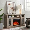 Traditional TV Stand with 23" Fireplace Insert, 58" Media Console with Glass Doors & Storage for 65 Inch TV-3irtyhousy - 3 of 4