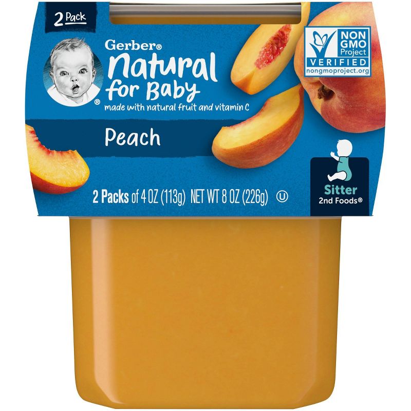 Gerber Sitter 2nd Foods Peach Baby Meals Tubs - 2ct/4oz Each, 4 of 8