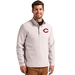 Cincinnati Reds Cutter & Buck Hunts Point Eco Textured Fleece Recycled Mens Snap Pullover - 1 of 1