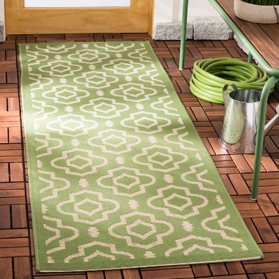 Courtyard Green and Beige Stain-Resistant Outdoor Rug