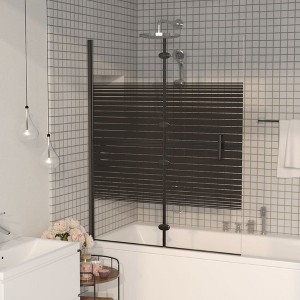 VidaXL Folding Shower Enclosure ESG 39.4 in.x55.1 in. Black - 1 of 4