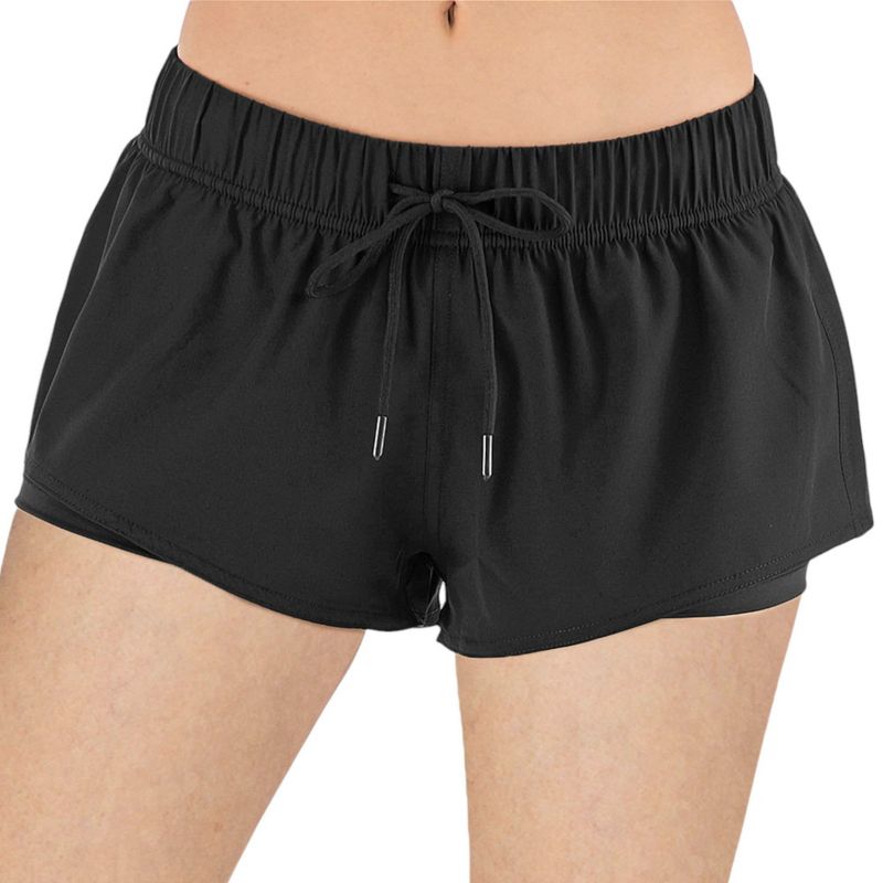 Anna-Kaci Women's Yoga Running Shorts Sport Fitness Elastic Double Layer with Drawstring, 1 of 5