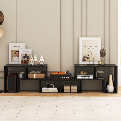 Black Modular 3-Piece TV Stand with Shelves for up to 65" TVs