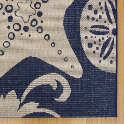 Navy Blue Synthetic Flat Woven Rectangular Rug 5' x 7'