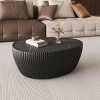Modern Goose Egg Coffee Table with Marble Top and PU Leather Base, Stylish Sofa Table for Living Room, Office, or Apartment – The Pop Home - 2 of 4