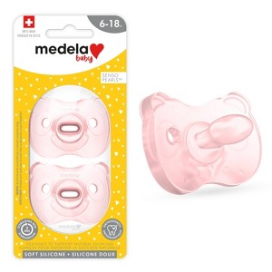 Medela Baby Soft Silicone Pacifier - Pink/Transparent 6-18 Months 2pk - 1 of 4