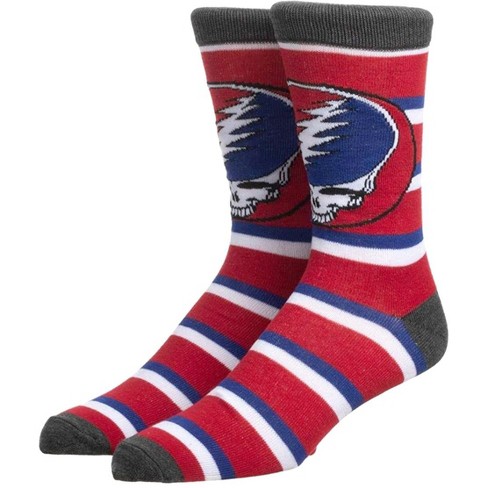 Grateful Dead Steal Your Face Striped Adult Crew Socks 1 Pair ...