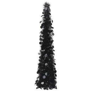 vidaXL Pop-up Artificial Christmas Tree Black 4 ft PET - 1 of 4