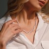 EVERLY JEWELRY | Sterling Silver 3.5-4mm Cultured Freshwater Pearl Strand with Chain Twisted Together Necklace - 18 inch - 3 of 4