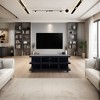64" TV Stand with Three Shelves, Open-Ended Frame, Block Legs, and Cable Management, Bourbon Finish, No Assembly Required for Living Room - 2 of 4